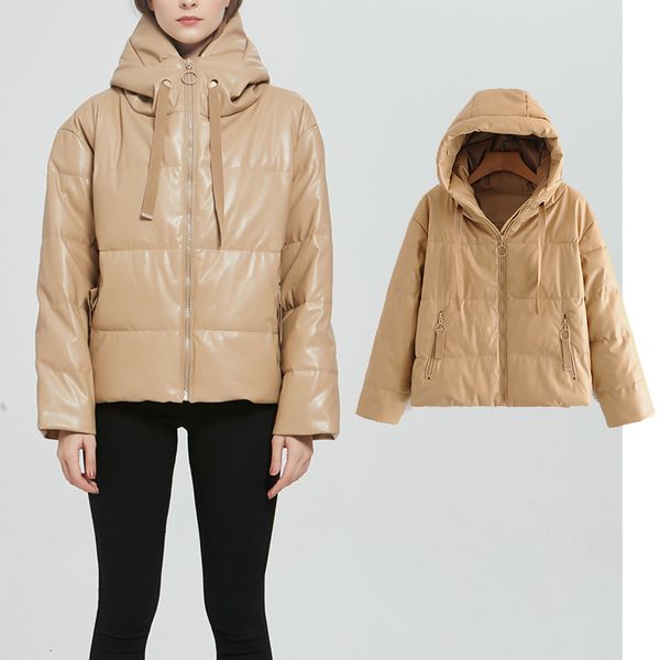 women's wool & blends winter woman hooded imitation leather cotton jacket female overcoat ultra light warm oversize zippers women', Black
women's wool & blends winter woman hooded imitation leather cotton jacket female overcoat ultra light warm oversize zippers women', Black