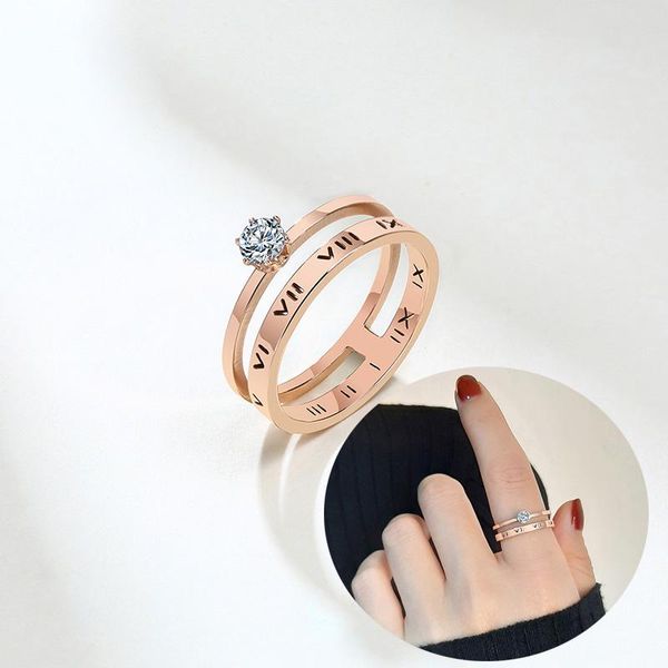 cluster rings 2 layers roman numeral crystal ring rose gold color fashion stainless steel jewelry wedding birthday gift women, Golden;silver
cluster rings 2 layers roman numeral crystal ring rose gold color fashion stainless steel jewelry wedding birthday gift women, Golden;silver