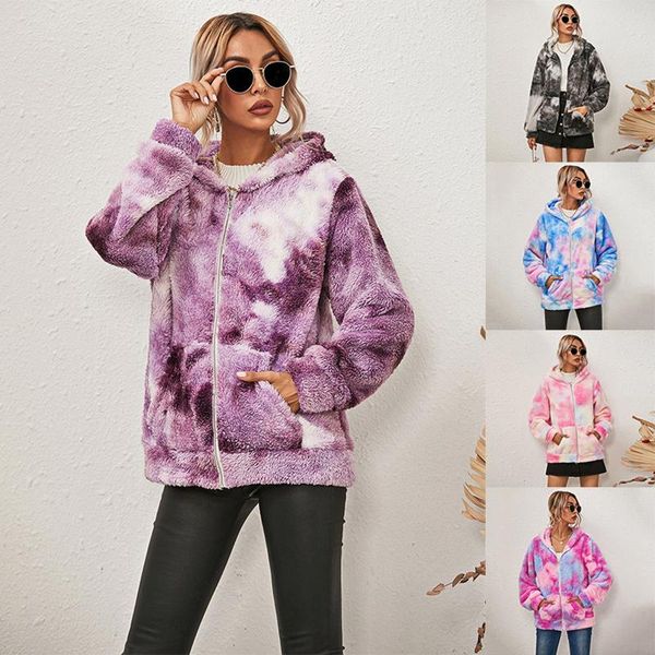 women's jackets women casual long-sleeved ladies tie-dye printed hooded zipper plush jacket loose warm clothes thick coat, Black;brown
women's jackets women casual long-sleeved ladies tie-dye printed hooded zipper plush jacket loose warm clothes thick coat, Black;brown