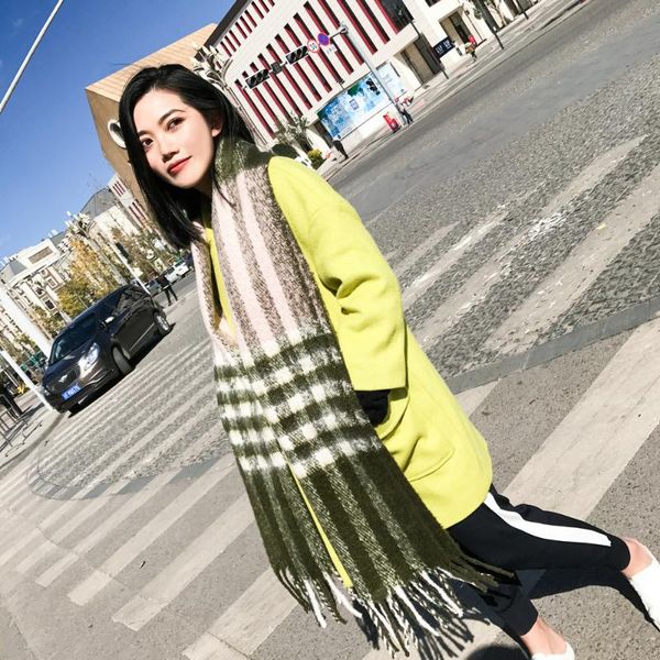 scarves winter korean striped plaid matching cashmere scarf extra long thick braid warm shawl for women, Blue;gray
scarves winter korean striped plaid matching cashmere scarf extra long thick braid warm shawl for women, Blue;gray