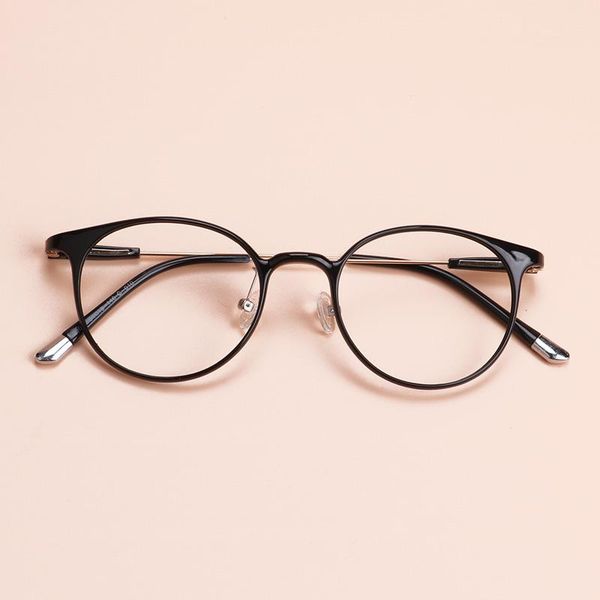 korean version ultra light thin tr90 myopia frame for men and women retro art round optical with nose bracket fashion sunglasses frames, Black 
korean version ultra light thin tr90 myopia frame for men and women retro art round optical with nose bracket fashion sunglasses frames, Black