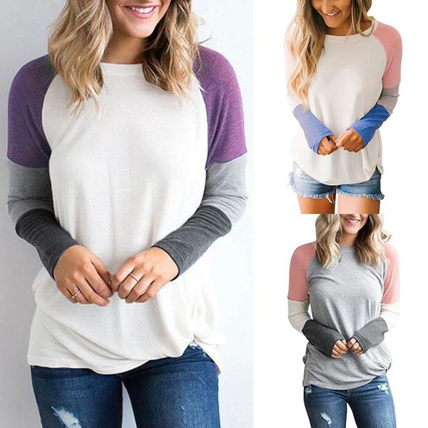 spring and summer round neck splicing long sleeve contrast t-shirt autumn winter women's clothing 1302fashion, White
spring and summer round neck splicing long sleeve contrast t-shirt autumn winter women's clothing 1302fashion, White