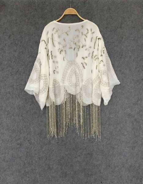 white cream-colored cardigan chiffon boho blouses handmade beaded tassel embroidery casual summer blouse women brand clothing
white cream-colored cardigan chiffon boho blouses handmade beaded tassel embroidery casual summer blouse women brand clothing