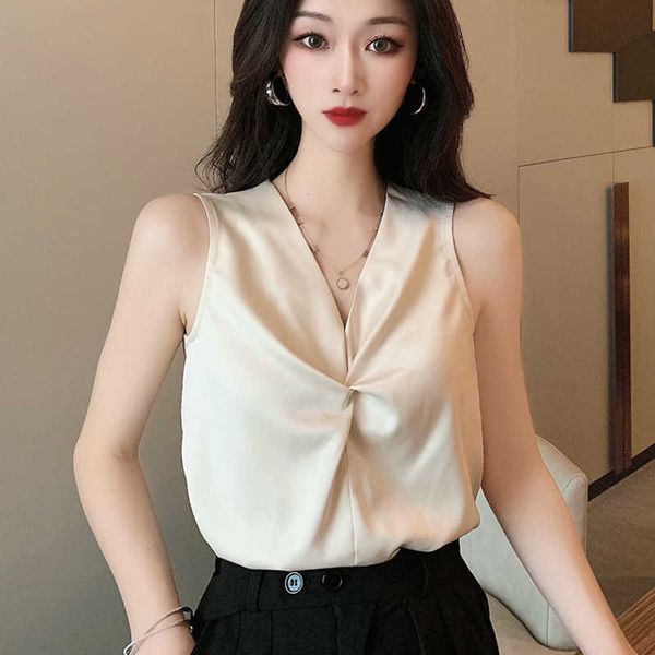 shintimes fashion folds sleeveless tank women clothes summer solid club v-neck chiffon camisole femme 210615, White
shintimes fashion folds sleeveless tank women clothes summer solid club v-neck chiffon camisole femme 210615, White