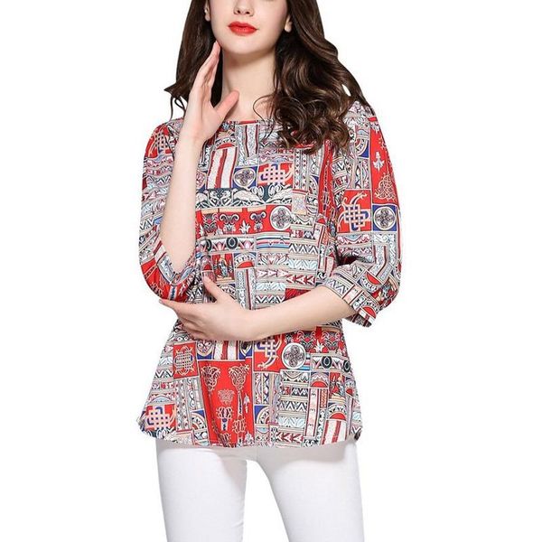 women's blouses & shirts autumn large size shirt 3xl 4xl 5xl 6xl 7xl fashion print seven-point sleeve round neck bust 132cm, White
women's blouses & shirts autumn large size shirt 3xl 4xl 5xl 6xl 7xl fashion print seven-point sleeve round neck bust 132cm, White