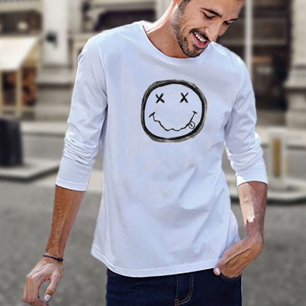 cotton round neck men's long sve t-shirt men's casual loose t-shirt in spring and autumn, White;black
cotton round neck men's long sve t-shirt men's casual loose t-shirt in spring and autumn, White;black