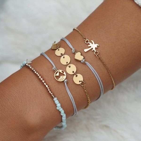charm bracelets 5 pcs/ set love heart tree bracelet & bangle for women summer style rope braclet bohemia statement femme 2021, Golden;silver
charm bracelets 5 pcs/ set love heart tree bracelet & bangle for women summer style rope braclet bohemia statement femme 2021, Golden;silver
