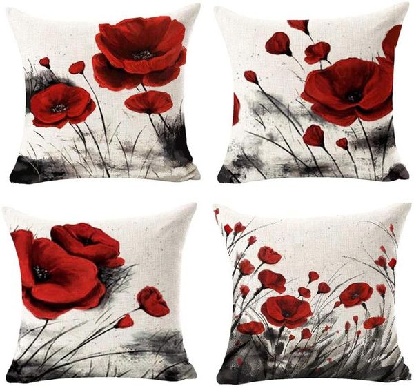 cushion/decorative pillow charming watercolor oil ink painting red poppy flower cotton linen throw case cover decorative for sofa square 18
cushion/decorative pillow charming watercolor oil ink painting red poppy flower cotton linen throw case cover decorative for sofa square 18