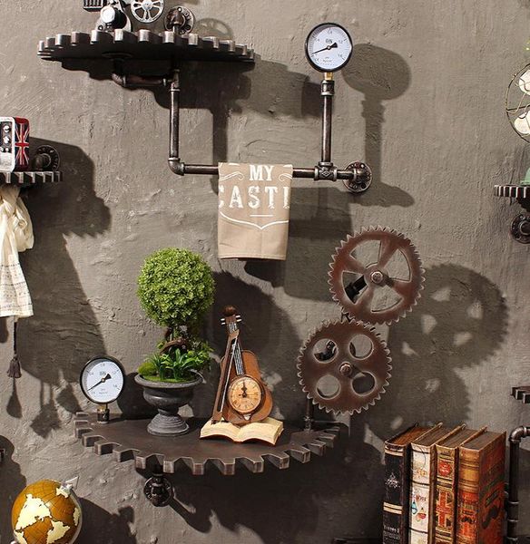 retro industrial style wall decoration of steel pipe wooden gear creative hanging home room decor decorative objects & figurines
retro industrial style wall decoration of steel pipe wooden gear creative hanging home room decor decorative objects & figurines