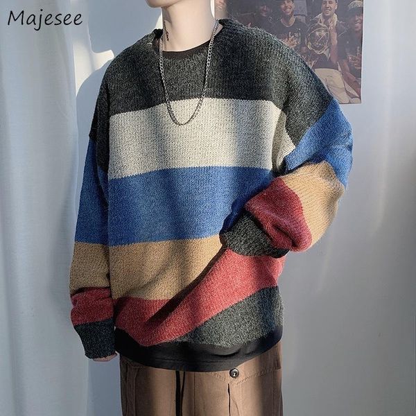 men's sweaters striped design pullovers men loose fashion all-match chic korean style harajuku fall handsome students teens daily, White;black
men's sweaters striped design pullovers men loose fashion all-match chic korean style harajuku fall handsome students teens daily, White;black