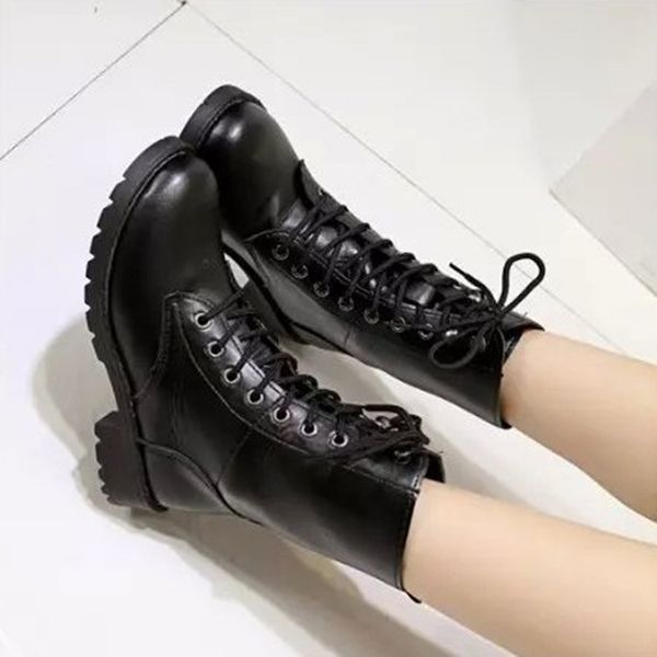 2021 lace up martin boots women's anti slip thick heel british medium waterproof platform knight, Black
2021 lace up martin boots women's anti slip thick heel british medium waterproof platform knight, Black