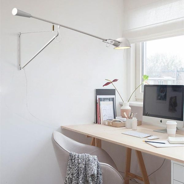 nordic creative long arm led wall lamp living room bedside study rotatable personality swing pole simple art
nordic creative long arm led wall lamp living room bedside study rotatable personality swing pole simple art