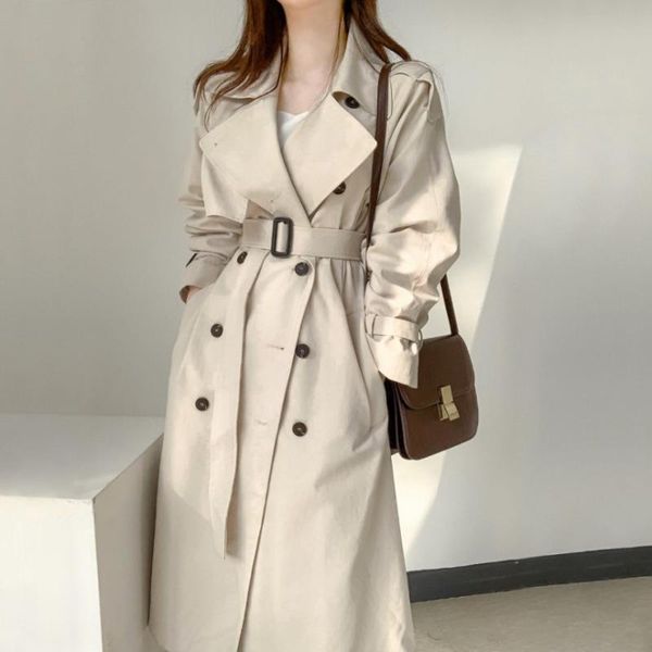 women's trench coats coat korean style casual long outerwear loose overcoat double-breasted with belt lady windbreaker spring fall2021, Tan;black
women's trench coats coat korean style casual long outerwear loose overcoat double-breasted with belt lady windbreaker spring fall2021, Tan;black