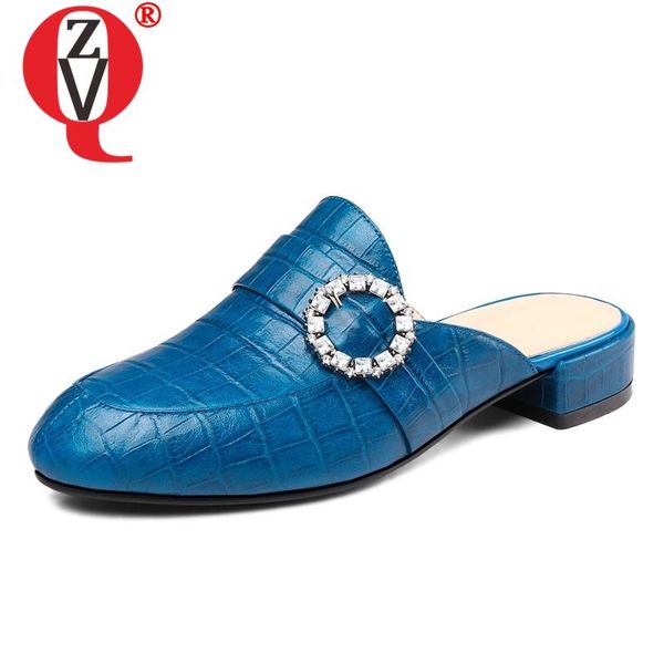 slippers zvq woman shoes 2021 summer concise casual genuine leather outside low square heels crystal round toe, Black
slippers zvq woman shoes 2021 summer concise casual genuine leather outside low square heels crystal round toe, Black