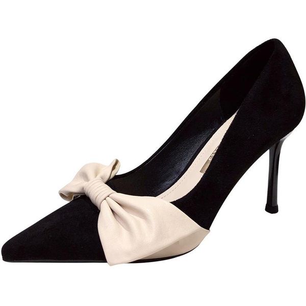 dress shoes women's pumps butterfly knot pointed toe 8 cm heels for ladies female wedding party office, Black
dress shoes women's pumps butterfly knot pointed toe 8 cm heels for ladies female wedding party office, Black