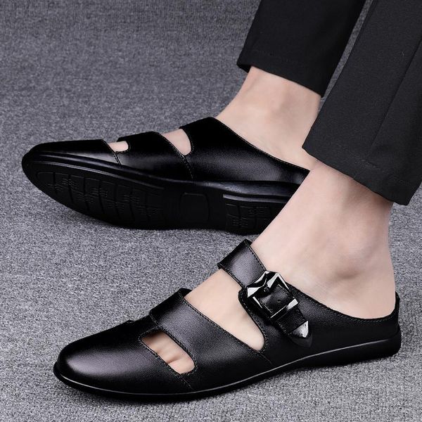 genuine leather summer sandals men outdoor breathable beach shoes slip on fashion black slides man flat slippers
genuine leather summer sandals men outdoor breathable beach shoes slip on fashion black slides man flat slippers