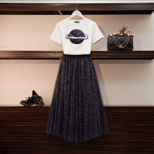 two piece dress large size -4xl summer women 2 piece set sequins mesh skirt suit short sleeve cotton t-shirt tulle d453 ul7d, White
two piece dress large size -4xl summer women 2 piece set sequins mesh skirt suit short sleeve cotton t-shirt tulle d453 ul7d, White