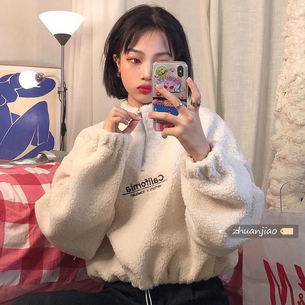 women's hoodies & sweatshirts women autumn winter lamb wool zipper turtleneck cashmere harajuku loose womens cropped fleece pullovers, Black
women's hoodies & sweatshirts women autumn winter lamb wool zipper turtleneck cashmere harajuku loose womens cropped fleece pullovers, Black