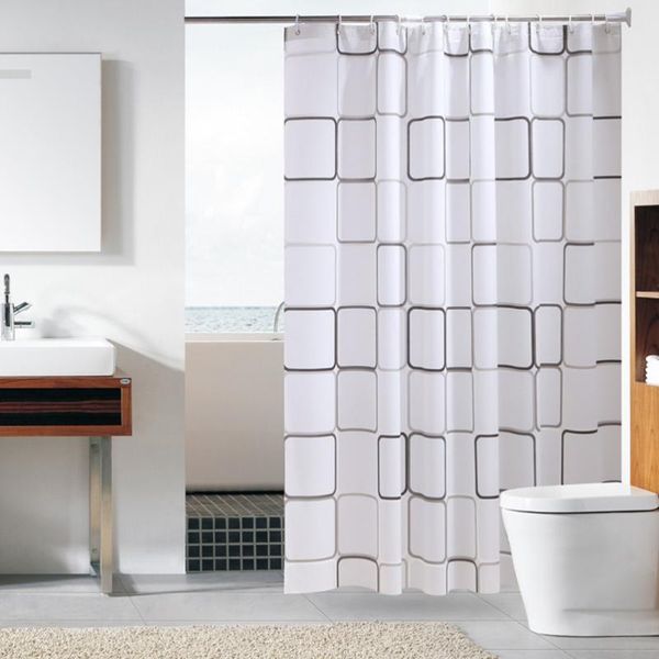 shower curtains 180x180cm curtain printing home decor waterproof bathroom (grids)