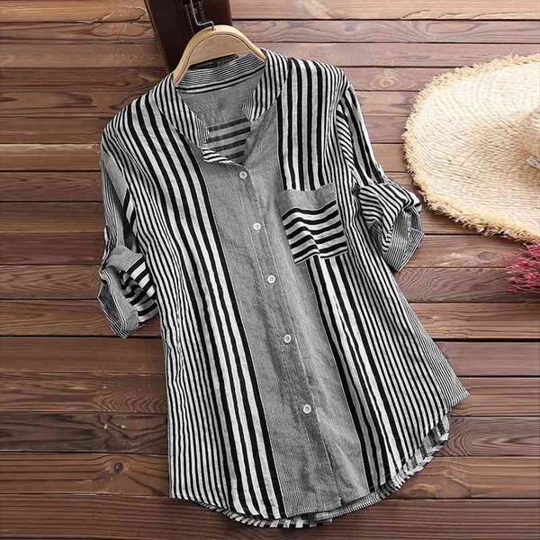 stripe summer shitte button womens shirts long sleeve loose checked female clothing outwear coat plus size, White
stripe summer shitte button womens shirts long sleeve loose checked female clothing outwear coat plus size, White