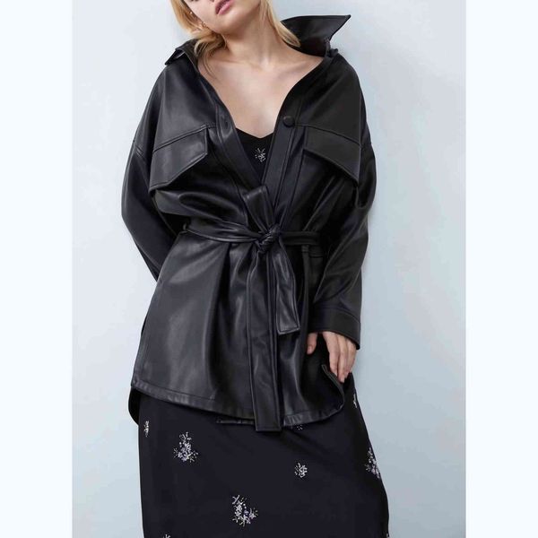 leather za autumn winter womens jacket brown black pu leather vintage sashes outwear chic ladies coat female woman clothes
leather za autumn winter womens jacket brown black pu leather vintage sashes outwear chic ladies coat female woman clothes