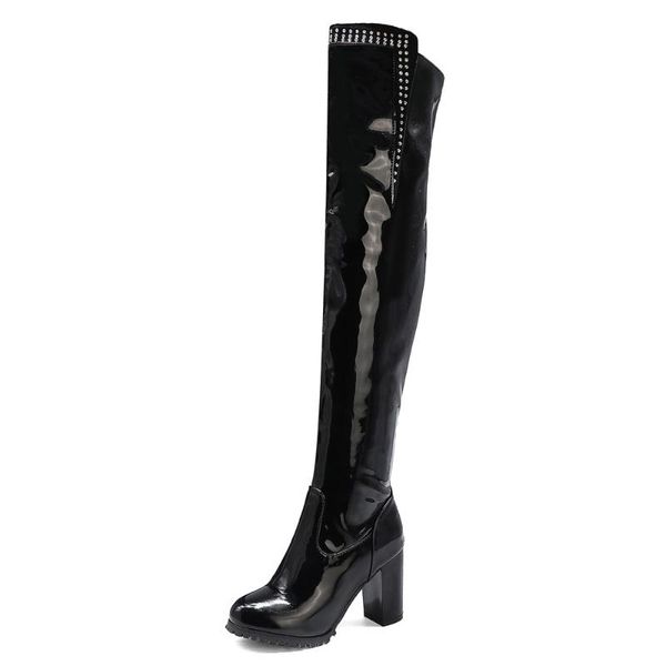 boots rhinestone oversized square heel patent leather over-the-knee burgundy bright super high and velvet warm boot, Black
boots rhinestone oversized square heel patent leather over-the-knee burgundy bright super high and velvet warm boot, Black