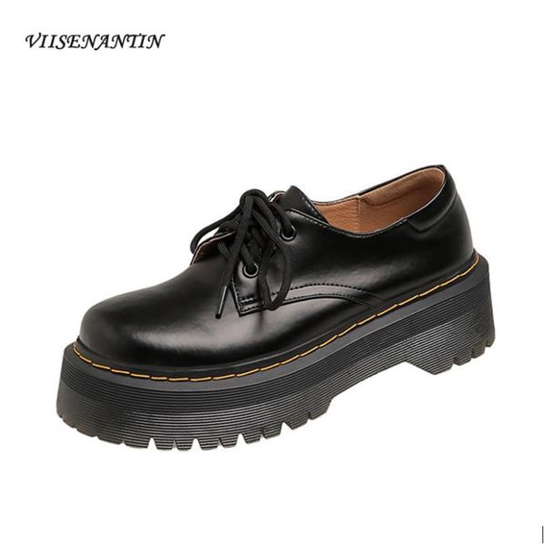 dress shoes spring and autumn solid color round toe lace-up oxford shallow mouth leather platform small single, Black
dress shoes spring and autumn solid color round toe lace-up oxford shallow mouth leather platform small single, Black