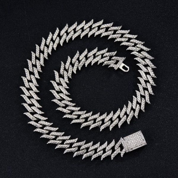chains iced out hip hop thorns spiked necklace bracelet man wome's bling full rhinestone cuban link chain luxury rapper jewelry gifts, Silver
chains iced out hip hop thorns spiked necklace bracelet man wome's bling full rhinestone cuban link chain luxury rapper jewelry gifts, Silver