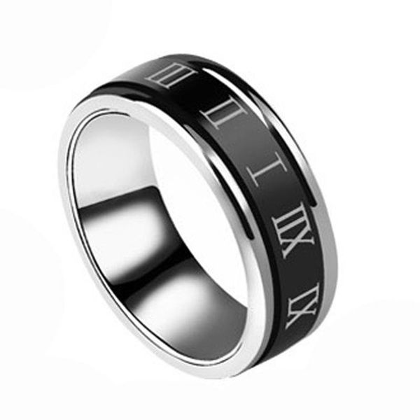 cluster rings wide 8mm stainless steel wedding ring roman number black cool rotatable punk for men women fashion jewelry, Golden;silver
cluster rings wide 8mm stainless steel wedding ring roman number black cool rotatable punk for men women fashion jewelry, Golden;silver