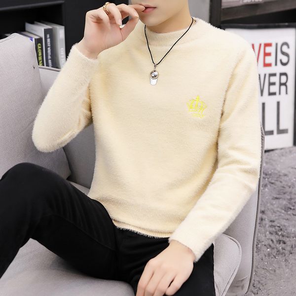 sweater knit men's semi turtleneck autumn and winter korean trend thickened mink fleece warm bottom coat, White;black
sweater knit men's semi turtleneck autumn and winter korean trend thickened mink fleece warm bottom coat, White;black