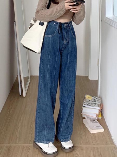 women's jeans spring autumn high waist straight tube loose wide leg pants 2021 design sense street style rac, Blue
women's jeans spring autumn high waist straight tube loose wide leg pants 2021 design sense street style rac, Blue