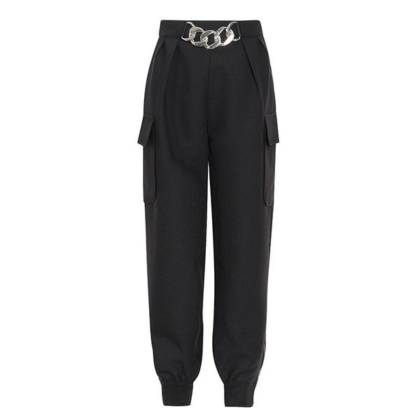 autumn women's high-waist metal stitching large pockets trousers pants & capris, Black;white
autumn women's high-waist metal stitching large pockets trousers pants & capris, Black;white