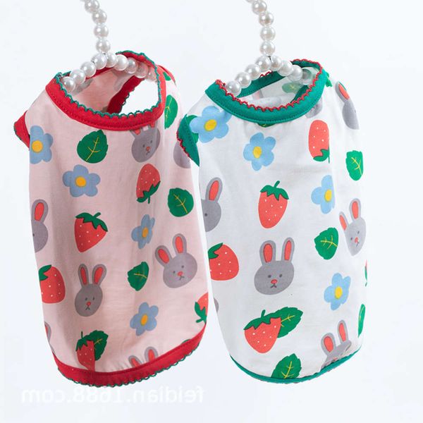the dog clothes spring and summer cotton elastic dog vest strawberry rabbit print breathable comfortable pet clothing supplies
the dog clothes spring and summer cotton elastic dog vest strawberry rabbit print breathable comfortable pet clothing supplies