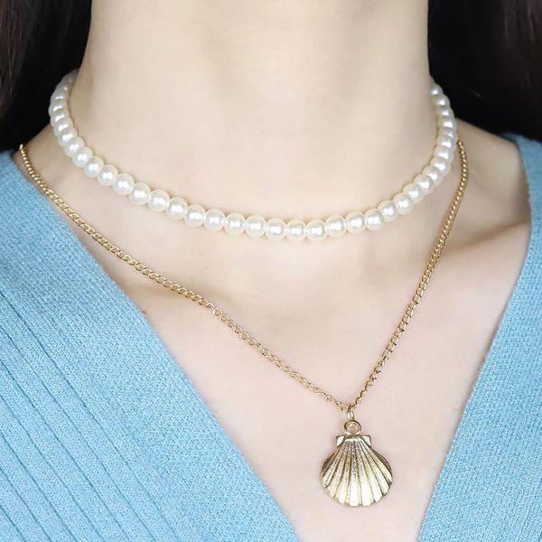 chokers creative and simple bohemian scallop short necklace female double layer pearl shell single temperament choker, Golden;silver
chokers creative and simple bohemian scallop short necklace female double layer pearl shell single temperament choker, Golden;silver