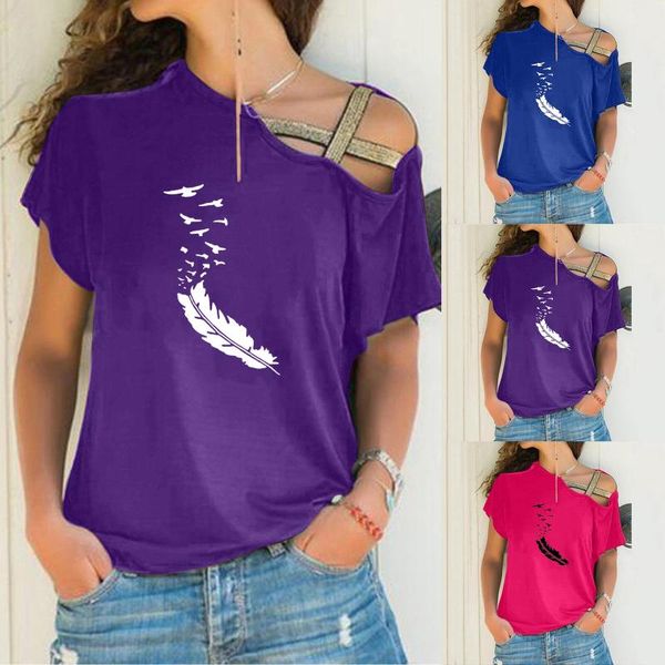 women's t-shirt women oversized ladies casual cross shoulder irregular short sleeve blouse streetwear fashion, White
women's t-shirt women oversized ladies casual cross shoulder irregular short sleeve blouse streetwear fashion, White