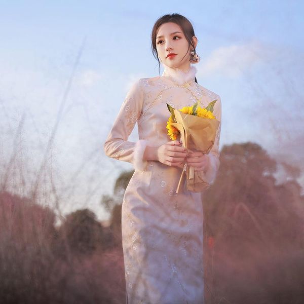 ethnic clothing embroidery flowers chinese dress female woolen mandarin collar cheongsam plus size 3xl elegant full sleeve vestidos, Red
ethnic clothing embroidery flowers chinese dress female woolen mandarin collar cheongsam plus size 3xl elegant full sleeve vestidos, Red