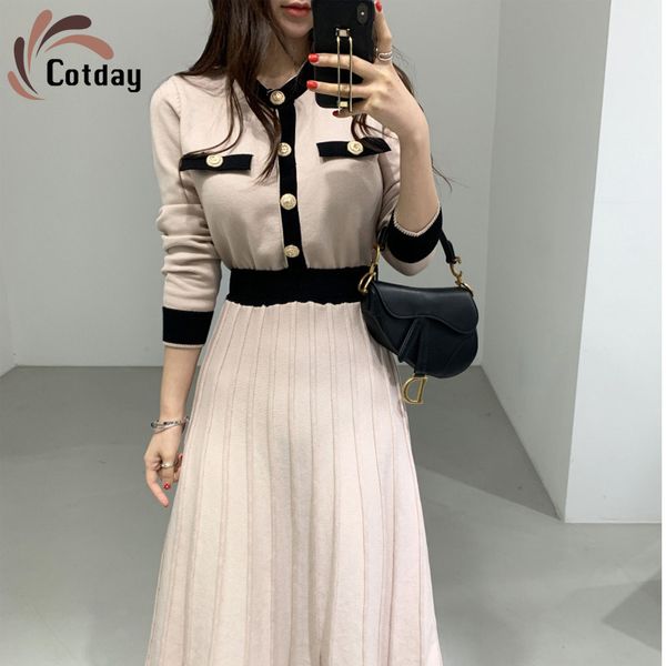 cotday one-piece woman pleated dress elegant button knitted sweater dresses patchwork women spring autumn women knitt vestido x0521, Black;gray
cotday one-piece woman pleated dress elegant button knitted sweater dresses patchwork women spring autumn women knitt vestido x0521, Black;gray