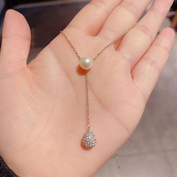 chains elegant freshwater pearl necklace for women gold color cubic zirconia water drop pendant jewelry1, Silver
chains elegant freshwater pearl necklace for women gold color cubic zirconia water drop pendant jewelry1, Silver
