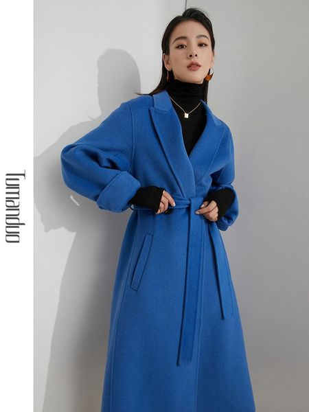 women's wool & blends double-faced cashmere coat winter mid-length hepburn style autumn and high-end woolen, Black 
women's wool & blends double-faced cashmere coat winter mid-length hepburn style autumn and high-end woolen, Black