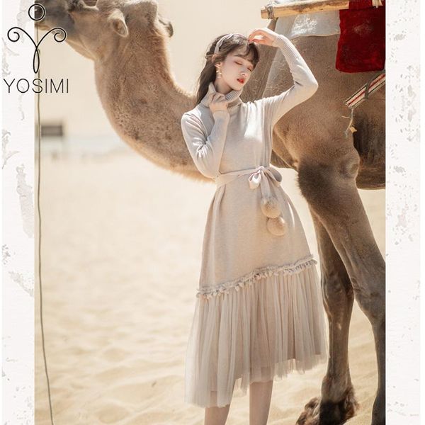 casual dresses yosimi long women dress stand-neck elasticity 2021 autumn winter female vestido full sleeve mid-calf beige sweater, Black;gray
casual dresses yosimi long women dress stand-neck elasticity 2021 autumn winter female vestido full sleeve mid-calf beige sweater, Black;gray