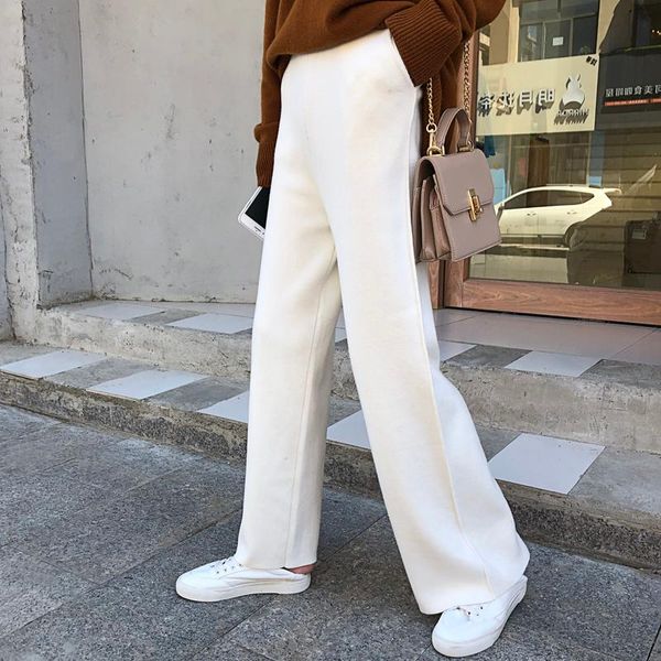 women's pants & capris women 2021 spring soft waxy comfortable mid-waist cashmere knitted female pure color wide leg casual, Black;white
women's pants & capris women 2021 spring soft waxy comfortable mid-waist cashmere knitted female pure color wide leg casual, Black;white
