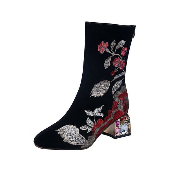 mid-calf boots embroidered zipper drop women's large size ladies nude boot autumn female square colorful heel 3uys, Black
mid-calf boots embroidered zipper drop women's large size ladies nude boot autumn female square colorful heel 3uys, Black