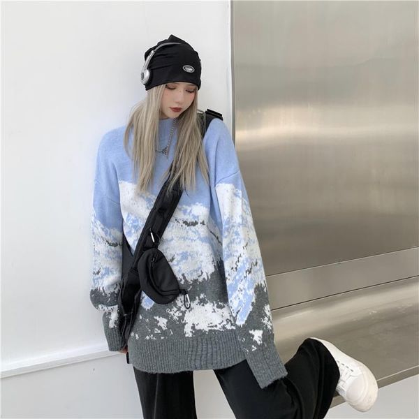 women's sweaters creativity printed long sleeve women autumn ins lazy style loose o-neck knitted pullovers fashion oversize jumpers, White;black
women's sweaters creativity printed long sleeve women autumn ins lazy style loose o-neck knitted pullovers fashion oversize jumpers, White;black