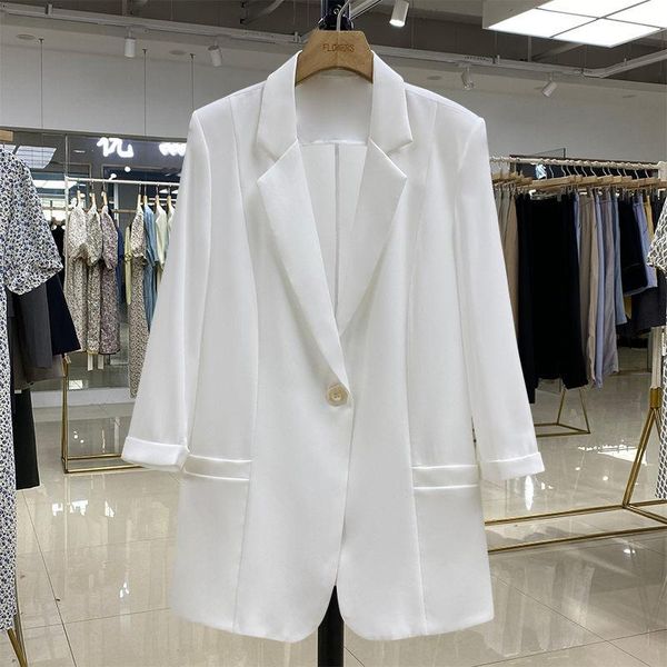 women's suits & blazers summer drape thin suit jacket female 2021 casual fashion temperament versatile design white blazer women one bu, White;black
women's suits & blazers summer drape thin suit jacket female 2021 casual fashion temperament versatile design white blazer women one bu, White;black