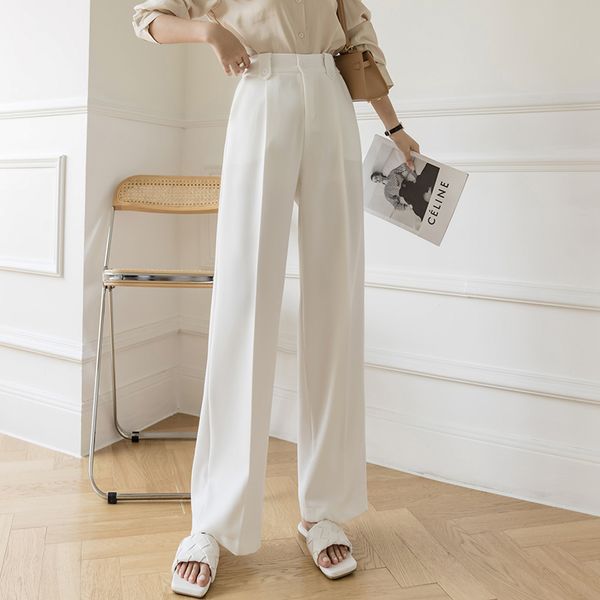 white wide leg pants for women high waist pockets pants loose workwear office lady female black trousers s-xl pantalon 210522, Black;white
white wide leg pants for women high waist pockets pants loose workwear office lady female black trousers s-xl pantalon 210522, Black;white