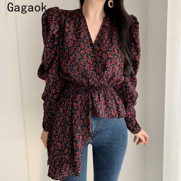 women streetwear fashion blouse spring v-neck puff sleeve floral slim retro casual chic wild female shirt 210531, White
women streetwear fashion blouse spring v-neck puff sleeve floral slim retro casual chic wild female shirt 210531, White