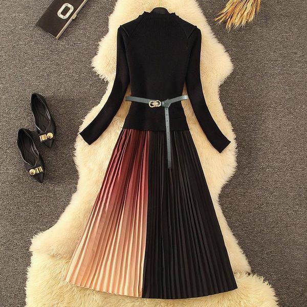 casual dresses spring autumn elastic knitted patchwork pleated dress o-neck wrist sleeve spliced gradient elegant office lady one piece, Black;gray
casual dresses spring autumn elastic knitted patchwork pleated dress o-neck wrist sleeve spliced gradient elegant office lady one piece, Black;gray