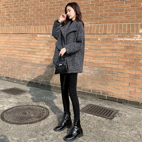 women's wool & blends elegant women woolen coats ladies 2021 autumn fashion casual turn-down collar female long loose warm outwear y884, Black
women's wool & blends elegant women woolen coats ladies 2021 autumn fashion casual turn-down collar female long loose warm outwear y884, Black