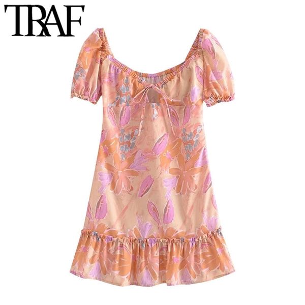 women chic fashion floral print ruffled mini dress vintage tied v neck side zipper female dresses vestidos mujer 210507, Black;gray
women chic fashion floral print ruffled mini dress vintage tied v neck side zipper female dresses vestidos mujer 210507, Black;gray