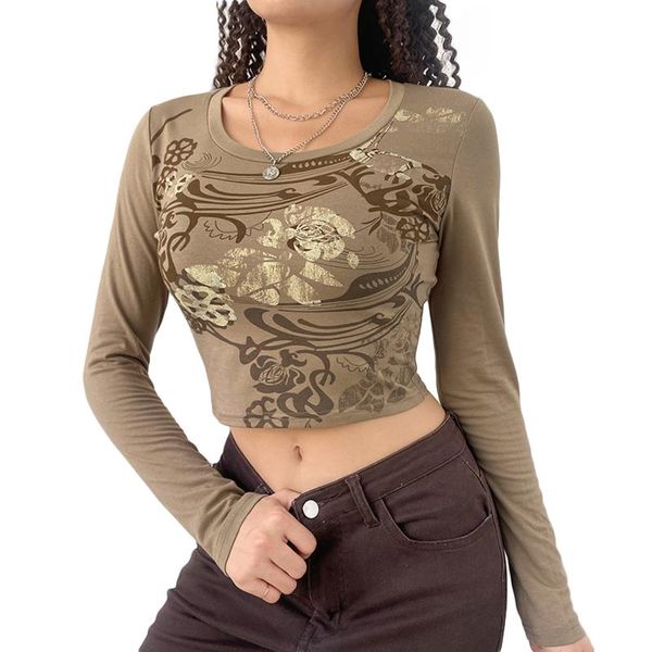 women's t-shirt 2021 autumn women vintage crop girls adults casual flower print long sleeve round neck s//l khaki, White
women's t-shirt 2021 autumn women vintage crop girls adults casual flower print long sleeve round neck s//l khaki, White